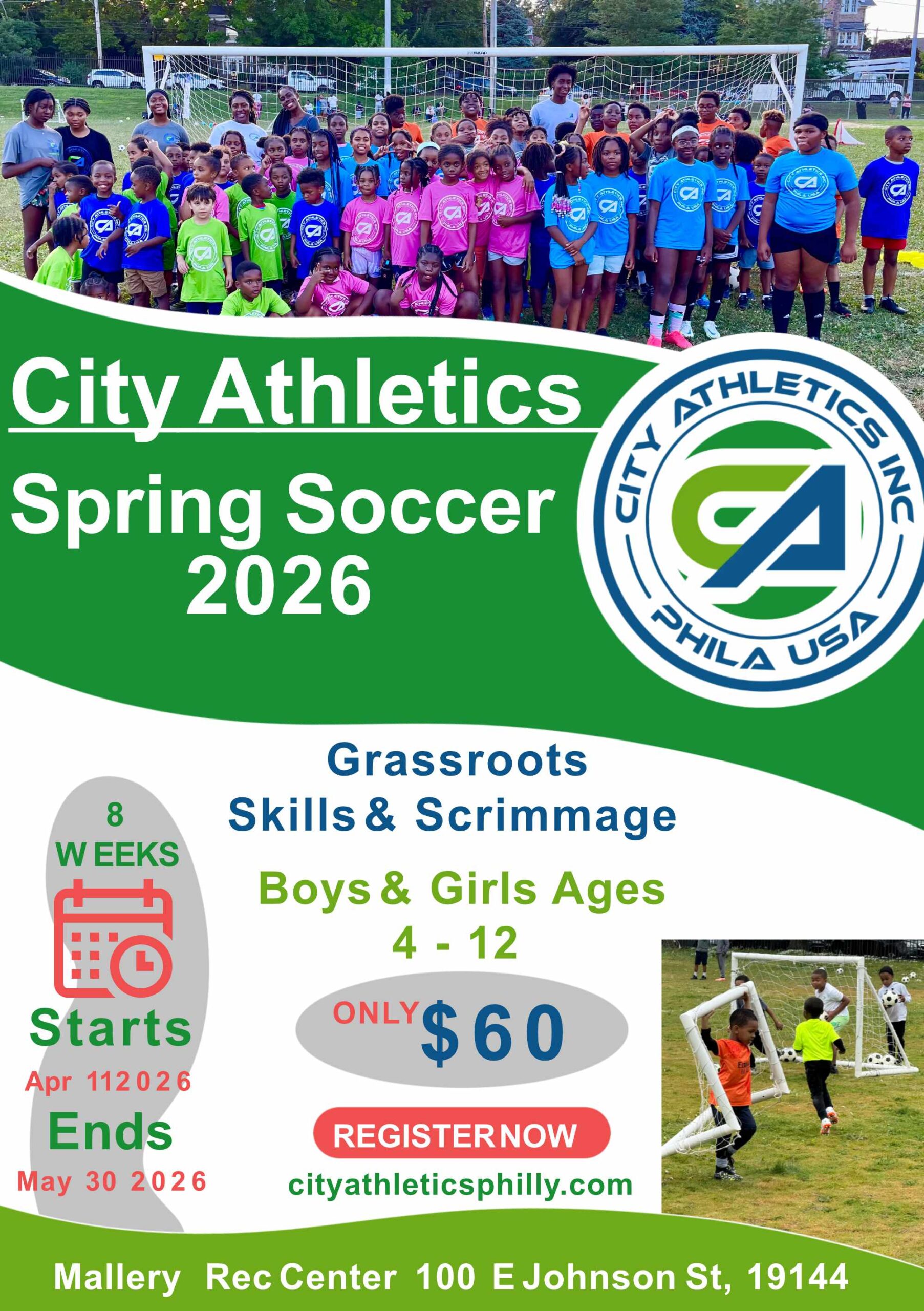 Kids Football Camp Poster Template Youth Sports Training Design